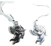 Royal Swan Beautiful Tibetan Silver CHERUB VALENTINE Earrings On Sterling Silver Hooks Free Organza Gift Bag Guardian Angel Gifts Gift Mother's Day Valentines Day Christmas Birthdays