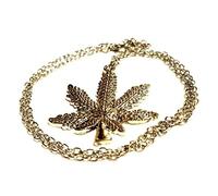 Royal Swan Cannabis Weed Leaf Silver Plated Necklace - Pot Ganja Marijuana Pendant On Chain -Stoner Gifts - Hippy Festival Necklace