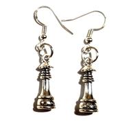 Royal Swan Chess Queen Dangle Earrings on Sterling Silver Hooks Chess Piece Drop Earrings The Queen's Gambit Earrings Board Game Earrings, queen 22mm x 8mm