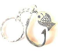 Royal Swan Designs Tibetan Silver 'Hope' Fish Hook with Fish Keyring Fisherman's Gift