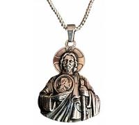 Royal Swan Detailed Stainless Steel St. Jude Thaddeus Pendant Medal (46x32x4mm) Necklace on a 60cm Stainless Steel Box Chain In a Velvet Gift Bag.The Patron Saint of Lost Causes.