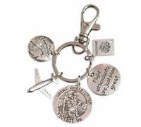 Royal Swan Flight Attendant/Cabin Crew 'ST. CHRISTOPHER PROTECT US' Keychain in a Velvet Gift Bag. Air Hostess Keyring.'Flight Attendants are Just Plane Great!' Quote.