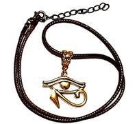 Royal Swan Gold Tone Egyptian Eye Of Horus Pendant on an Adjustable Waxed cord Necklace 45-50cm in a Velvet Gift Bag.Wedjat, Udjat Eye of Ra.