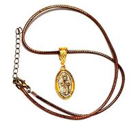 Royal Swan Gold Tone 'St Jude Thaddeus Pray For Us' Medal (30x16mm) Necklace on an Adjustable Waxed Cord (45-50cm) in a Velvet Gift Bag. Patron Saint Of Lost Causes.