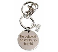 Royal Swan 'He believed he could so he did' Motivational Quote Keychain with the Present Year in a Velvet Gift Bag. New Job, Promotion, Driving Test, Graduation, Military, Marathon, Etc