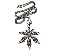 Royal Swan Large Antique Silver Cannabis Leaf (70mm x 55mm) Pendant Necklace on a 60cm Stainless Steel Chain in a Velvet Gift Bag. Weed Hemp Stoner Jewelry.