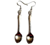 Royal Swan Large Antique Silver Silver Spoon (55 x 12mm) on Sterling Silver Hallmarked Hooks in a Velvet Gift Bag.