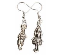 Royal Swan Mismatched, Antique Silver Alice & White Rabbit Earrings on Hallmarked Sterling Silver Hooks in a Velvet Gift Bag. Fairytale, Cosplay, Fantasy Jewelry.
