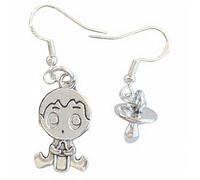 Royal Swan Mismatched, Antique Silver Baby & Dummy Earrings on Hallmarked Sterling Silver Hooks in a Velvet Gift Bag. Baby Shower, Christening, Pregnancy Wear.