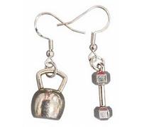 Royal Swan Mismatched Antique Silver Dumbbell and Kettlebell Earrings on Sterling Silver, Hallmarked Hooks in a Velvet Gift Bag.Gym, Fitness, Weightlifter, Bodybuilder Earrings.