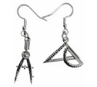 Royal Swan Mismatched, Antique Silver Geometry Compass & Protractor Earrings on Hallmarked Sterling Silver Hooks in a Velvet Gift Bag. Maths Teacher, Architect, Planner, Graduate Earrings