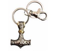 Royal Swan Mjolnir Keyring Thor's Hammer Viking Nordic Amulet Rune Keychain in a Velvet, Drawstring Gift Bag. Norse Mythology, Strongman, Vikings Bag Charm.10.5 x 3.5cm.