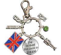 Royal Swan Personalised Army/Soldier Keychain with Union Jack, Initials & Birthstone.