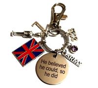 Royal Swan Personalised 'He or she Believed...' British Army Keychain, with Initials, Birthstone & the Present Year in a Velvet Gift Bag. Soldier Union Jack Graduation Keyring.