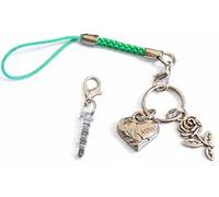 Royal Swan Romantic Love Heart & Rose Phone Charm/Dust Plug Cover Set in a Velvet Gift Bag. Valentine's Day, Partner, Husband, Wife, Boyfriend, Girlfriend, Birthday, Christmas Stocking Filler.