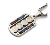 Royal Swan Stainless Steel St. Benedict Medal Pendant Necklace with Coloured Crystals on a 24'' Stainless Steel Box Chain in a Velvet Gift Bag. Christian, Catholic, Saint Benedict Jewelry.