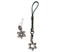 Royal Swan Star Of David Mobile Phone Headphone Socket Dust Plug & Lanyard Set in a Gift Bag. Israel & Jewish Phone Charm Set.