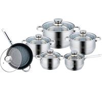 Royal Swiss 12-Piece Stainless Steel Cookware Set - Induction Compatible Pots & Pans Set with Glass Lids, Non-Stick Kitchen Cookware, Dishwasher Safe Premium Set