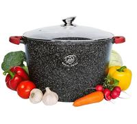 Royal Swiss 14L Induction Stock Pot Ø32cm / Removable Handles & Glass Lid - Oven Safe - Suitable for Induction, Gas & Electric Hob, Cool Touch Handles, Soup Pot (Black, 32 cm)