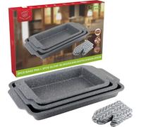 Royal Swiss 3-Piece Baking Tray - Non-Stick Marble Coating - Size 36, 40 and 46 cm - Durable