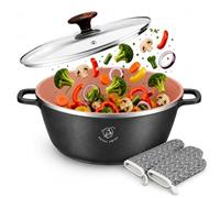 Royal Swiss Stewpot with Marble Coating, Glass Lid, Induction, 9.5 Liters, 32 cm, Black
