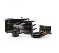 Royal Swiss® Cookware Set 10 Pieces - Pots & Pans with Removable Handles, Marble Non-Stick Coating Without PFAS, Compatible with Induction, Gas, Electric and Oven