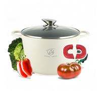 Royal Swiss® Induction Stock Pot with Removable Handles Diameter 28 cm / 10.5 Litres Soup Saucepans with Lid All Heat Sources Non-Stick Coating Beige