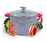 Royal Swiss Non Stick Cooking Pots with Glass Lid/Removable Handles - Oven Safe - Suitable for Induction, Gas & Electric Hob, Cool Touch Handles, Soup Pot (Snow White, 24 cm)