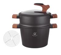 Royal Swiss Saucepan 24 cm - Stoompan/Couscous Pot 6.5 L • Induction & All Hob Types • Stainless Steel Steamer with Glass Lid • Healthy Cooking Vegetables, Fish & Couscous