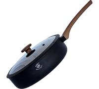 Royal Swiss Sauté Pan 28 cm - All Heat Sources Including Induction - Stay-Cool Wood Effect Handle & Glass Lid - Healthy, Non-stick & Stylish Cooking