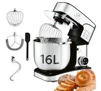 Royal Swiss SC-616DE Professional Pastry Processor 16 L 2800 W, Multifunctional Kneader with Stainless Steel Bowl, 12 Speed, LED Timer, Hook, Whisk, Beater, Splash Proof Lid