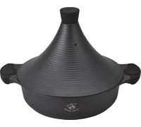 Royal Swiss Tajine 11 in 5 L Non-Stick Aluminium Tajine Dish for All Heat Sources with Conical Lid, Gas, Ceramic, Black