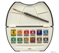 Royal Talens : Rembrandt Watercolour Paint : 12 Half Pan Set : With Pocket Brush