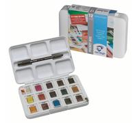 Royal Talens Van Gogh Pocket Watercolour Box - 12 Half Pans + 3 Extra & Brush