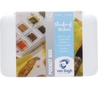 Royal Talens - Van Gogh Watercolour 12 Half Pan Pocket Box Set &Brush - NATURE