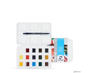 Royal Talens Van Gogh Watercolour Paint Half Pan Pocket Box Set 15 En Plein Air