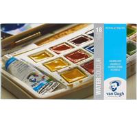 Van Gogh Watercolour plastic case set | 18 half pans + 2 x 10 ml tubes