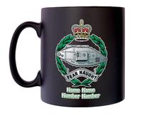 Royal Tank Regiment Mug with Personalise Option Image of Military Emblem Flag Crest Insignia MOD Official Product Coffee Tea 10oz Black Satin Klassek Gift Present