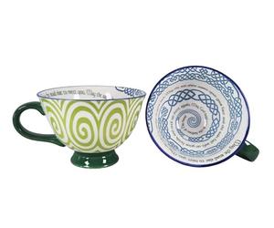 Royal Tara Bone China Blessing Mug May the Road Rise Latte Cup Green Spiral Ceramic Hand Painted Irish Symbol Kitchenware for Hot or Cold Drinks 15.2 Oz