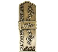 Royal Tara Bronze Failte Wall Hanging Plaque Irish Welcome Handcrafted Shamrock Celtic Spiral Decor Housewarming Gift (H 10" W 3.5")
