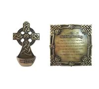 Royal Tara Bronze Plaques Set of 2 - Ireland Holy Water Font and Old Irish Blessing Metal Wall Signs