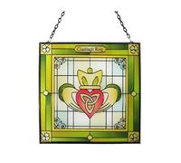Royal Tara Claddagh Sun Catcher Irish Stained Glass Window Hang Celtic Handcrafted House Decor 6.3''