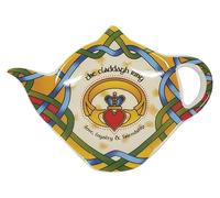 Royal Tara Claddagh Tea Bag Holder Irish Weave Teapot Shaped Resting Caddy Saucer Made of Bone China 6"