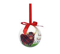 Royal Tara Highland Cow of Scotland Handmade Round Christmas Tree Ornament 7.5cm