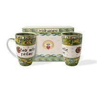 Royal Tara Irish Cead Mile Failte Mug Set of Two in a matching Gift Box from the Irish Weave Collection, Capacity is 400 ml/14 fl oz