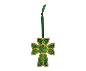 Royal Tara Irish Hanging Ornament 100% Resin Handcrafted Harp Shamrock Cross Claddagh Celtic Symbol Home Decor 3.93" x 3.34"