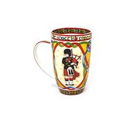 Royal Tara Scotland Piper Tea Coffee Mug Cup with Scottish Red Celtic Knots Design and Highland Bagpipes Design