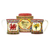 Royal Tara Set Welsh Red Dragon Cup, Welsh Daffodil Mug & Welsh Brew Tea(50 Teabags)