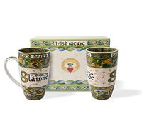 Royal Tara Slainte Bone China Mug - Celtic Knots-Irish Weave (Set of 2), Coffee Cups For Hot or Cold Beverages , Capacity 14fl oz