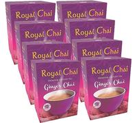 Royal Tea (Chai) in Various Flavours - Instant Premix - Made with Natural Tea Extract & Mixture Of Aromatic Indian Spices - Ginger Sweetened 220g - P8